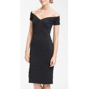 VTG Tadashi Black Off Shoulder Dress‎ Medium Bodycon Cocktail WOMEN MEDIUM PONTE